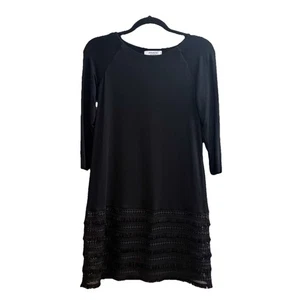 Bailey 44 Mykonos Crochet Dress in Black Boho Square Neck Lace Size Medium - Picture 1 of 8