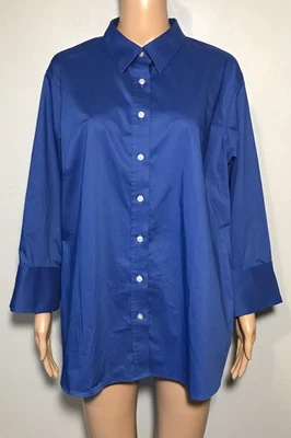 Lands' End Women's Shirt Size 18 Blue Button Down Collared Cotton Blend - Image 1 of 4