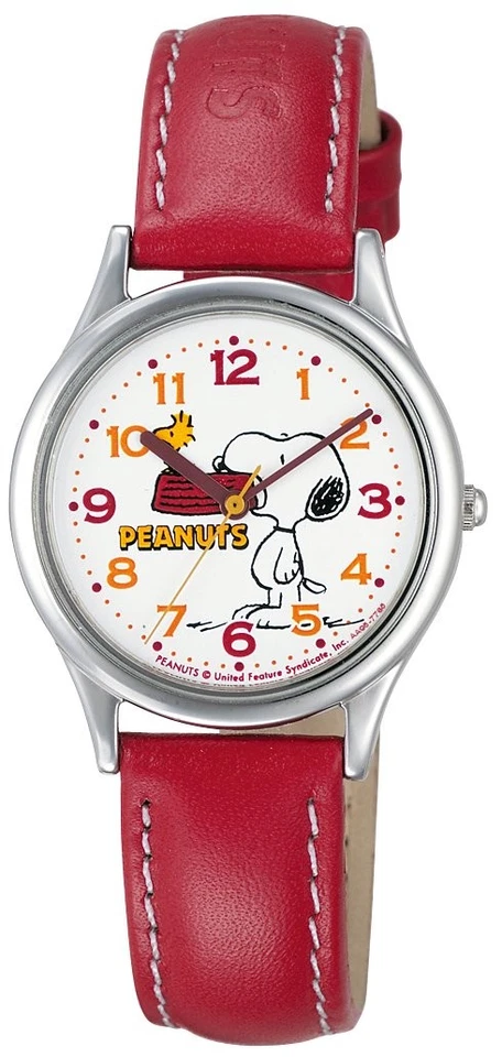 Citizen Q & Q Peanuts Snoopy Analog 3bar Red Aa95-9852 Ladies Watch From Japan