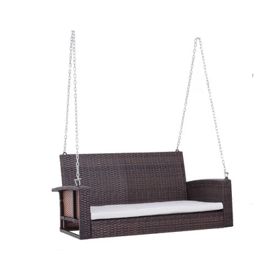 Outsunny Banco Columpio Colgante de Mimbre para 2 Personas, Silla Columpio de Porche Frontal Exterior... Foto 1 de 4