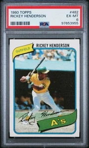 Graded 1980 Topps Rickey Henderson #482Rookie RC Baseball Card PSA 6 EX-MT - Picture 1 of 2
