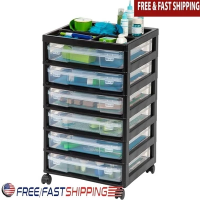 6-Tier Scrapbook Storage Cart W/ Cases Portable Craft Organizer Durable Plastic - Image 1 of 4