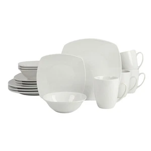 Simply Square 16 Piece Dinnerware Set, Porcelain, White - Picture 1 of 7