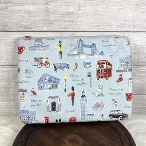 Cath Kidston London Print Blue Multicolor Laptop Sleeve Travel Business - Picture 1 of 14