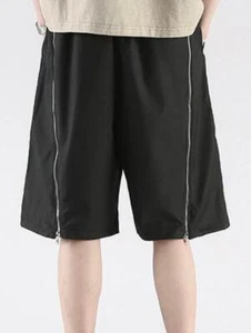 Men's Summer Casual Thin Trendy and Versatile Zippered Solid Color Shorts - Picture 1 of 9