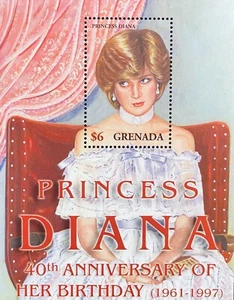 GRENADA PRINCESS DIANA 40th ANNIVERSARY OF HER BIRTHDAY STAMPS S/S 2001 MNH - Picture 1 of 1