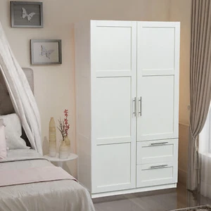 High Wardrobe & Kitchen Cabinet w/2 doors,2 drawers and 5 storage spaces White - Picture 1 of 8