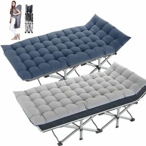 Folding Camping Cot Heavy Duty Sleeping Bed Military Portable Cots w/ Carry Bag
