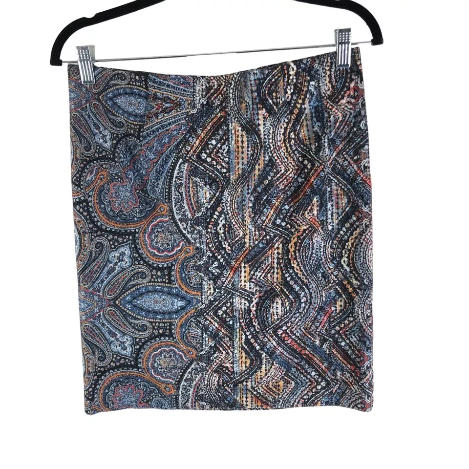 J. Jill Womens Ponte Pencil Skirt Multicolor Paisley Print Size S - Imagem 1 de 4