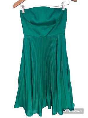 Vestido Twelfth Street By Cynthia Vincent De Colección Y2K Verde Seda Sin Tirantes Nuevo Con Etiquetas Vacaciones Foto 1 de 4