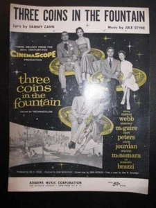 Three Coins In The Fountain Sheet Music Vintage 1954 Jule Styne Sammy Cahn (O) - Bild 1 von 2