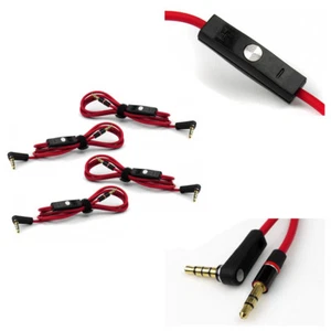 4X 4FT 3.5MM AUX REPLACEMENT AUDIO CABLE RED W/CONTROL TALK MIC DROID RAZR TITAN - Picture 1 of 1