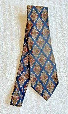 J.T. Corbata de seda Beckett Usa para hombre, estampado azul marino/oro/borgoña Foto 1 de 3