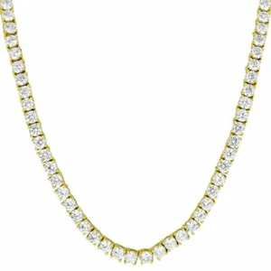 14k gelb vergoldete überflutete Labor CZ Herren 1 Reihe Eis Tennis Kette Halskette - Bild 1 von 3