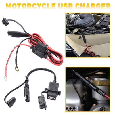Motorcycle USB Charger SAE Waterproof USB to Cable Adapter Socket Battery - Image 1 of 4