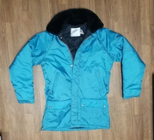 Vintage Dynamic Outerwear Puffer Jacket Adult S Shimmer Blue Parka 1970s - Picture 1 of 11