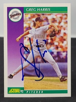 GREG HARRIS Signed Autographed 1992 Score Baseball Card #378 San Diego Padres - Image 1 of 2