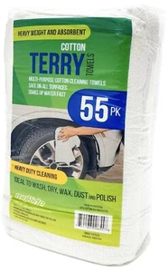 55 Pack Cotton Terry Towels Microtex 14" x 17" White Durable Heavyweight - Picture 1 of 3