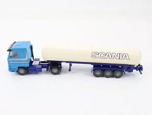 Wiking H0 modellino auto camion Scania 143 M autoarticolato serbatoio GPL blu chiaro 1:87 - Foto 1 di 4