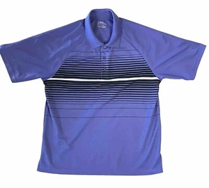 PGA Tour Polo Shirt Mens Adult XL Purple Black Stripes Buttons Polyester Golf - Picture 1 of 10