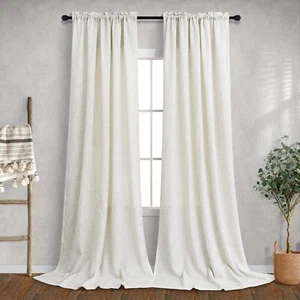 Cream Curtains 120 Inches Long for Living Room Dining 2 Panels Set Rod Pocket... - Picture 1 of 9