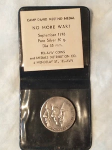 ISRAEL 1978 CAMP DAVID MEETING "NO MORE WAR" PRIVATE MEDAL 30g PURE SILVER. - Picture 1 of 1