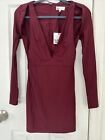 By The Way Xs Maroon Cut Out Long Sleeve Body On Dress Nwt