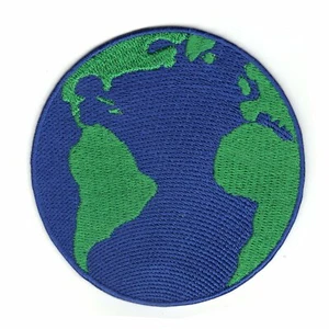 Planet Earth Emoji Embroidered Iron On Patch - Picture 1 of 1