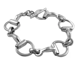 Horse Snafflebit Hallmarked 925 Sterling Silver Horsebit Riding Tack Bracelet - Picture 1 of 6