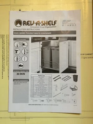 NEW Rev-A-Shelf 53WC-2150SCDM-212 Double 50 Qt. Pull-Out Silver Waste Container - Image 1 of 4