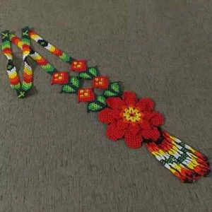 Handmade Necklace Seed Bead Boho American Style Netiv Beaded Multi Strand - Picture 1 of 2