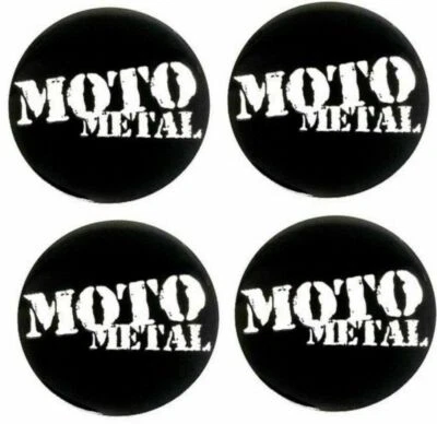 4x NEW Moto Metal Small 1.8" 45mm Gloss Black Wheel Center Cap Emblems Stickers - Image 1 of 3