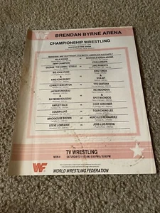 1986 WWF EVENT PROGRAM LINEUP SHEET BRENDAN BYRNE ARENA HULK HOGAN HARLEY RACE - Picture 1 of 1