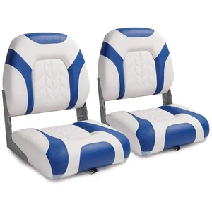 NORTHCAPTAIN Deluxe White/Pacific Blue Low Back Folding Boat Seat, 2 Seats - Bild 1 von 6