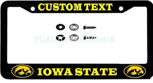 License Plate Frame Black Stainless Steel Vinyl Lettering FOR IOWA STATE - Picture 1 of 3