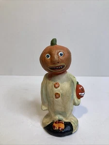 Vintage Halloween Kürbis Geist Primitive Volkskunst Figur Americana - Bild 1 von 6