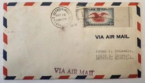 1938 National Air Mail Week Detroit Michigan Umschlag mit Briefmarke - Bild 1 von 2
