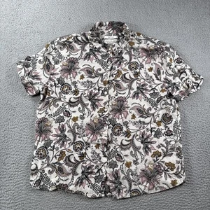 Camisa Rachel Zoe Mujer S Abotonada Manga Corta Floral Lino Costa Playa - Imagen 1 de 13