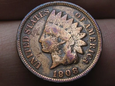 1908 P Indian Head One Cent Penny- Philadelphia, Fine Details - Image 1 of 4