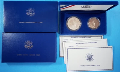 1986-S US Liberty Coins Proof Set Silver Dollar & Half Dollar w/ Box & COA - Image 1 of 4