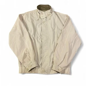 London Fog VTG Jacket Mens L Long Ivory Soft Shell Bomber Mock Neck Windbreaker - Picture 1 of 8