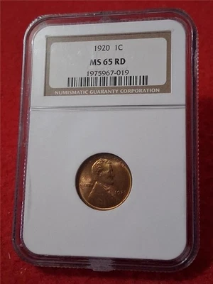 1920  LINCOLN WHEAT BACK CENT NGC MS 65 RD                               #DRF-28 - Image 1 of 3