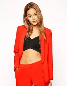 JASMINE DI MILO OVERSIZED M RED SILK TUXEDO BLAZER SIZE M MEDIUM - Picture 1 of 6