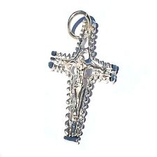 Pendentif croix flûte crucifix taille diamant argent sterling