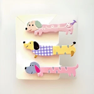 Weiner Dog Dachshund Child Hair Clips x 3 - Picture 1 of 2