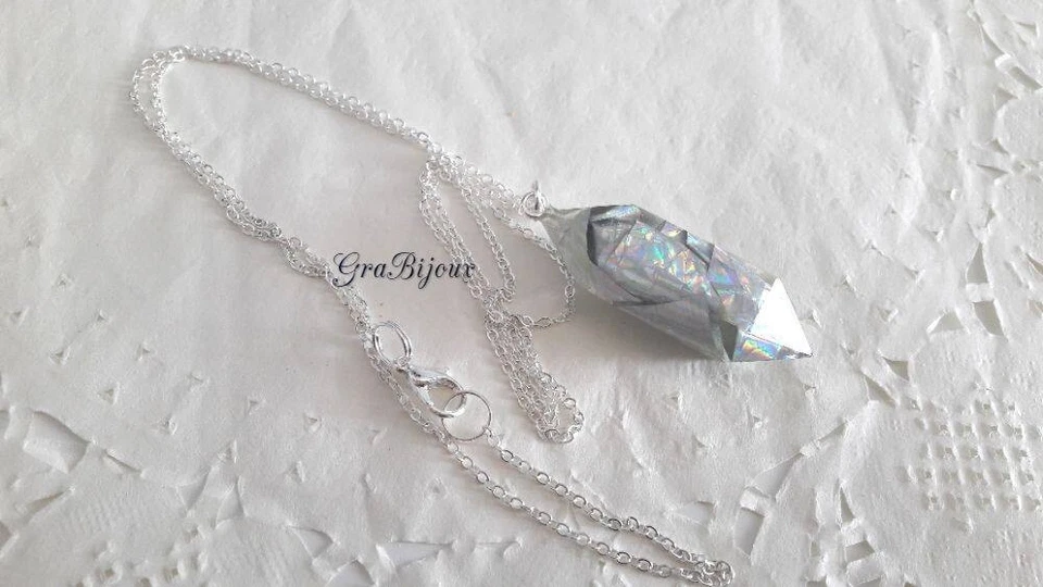 Collana resina ciondolo cristallo silver - Immagine 1 di 1