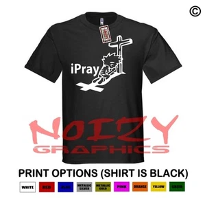 iPray christliches Shirt schwarz T-Shirt Jesus Kreuz religiös Glaube seliger Gläubiger - Bild 1 von 1