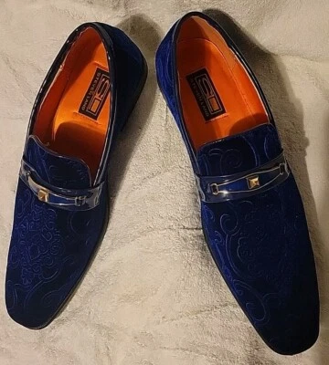 Steven Land Casual Men's  Dress Shoes Size 13 Blue Velvet Paisley Pattern - Image 1 of 4