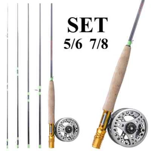 Fly Fishing Rod and Reel Combo Carbon Rod 5/6 Fly Reels Set Trout Perch Fishing - Picture 1 of 20