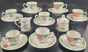 19 Pc Villeroy Boch Amapola Cups Saucers Creamer Sugar Bowl Lid Set Vintage Lot - Picture 1 of 24